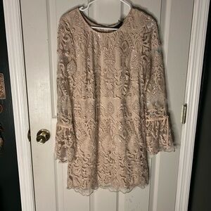 Nude flare sleeved dress